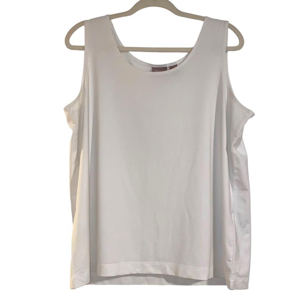 Women's Chico’s Size 3 (16) XL Microfiber Tank in White Sleeveless Stretchy